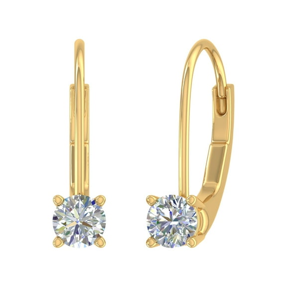 1/3 Carat Diamond Leverback Drop Earrings in 10K Yellow Gold