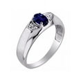thumbnail image 3 of Rylos  Sterling Silver Classic 6X4MM Oval Sapphire & Diamond Ring - Birthstone Jewelry for Men -Size 13, 3 of 6