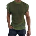 thumbnail image 3 of Men'S Crochet Knit Sleeveless Mesh Tank Top Green L, 3 of 7