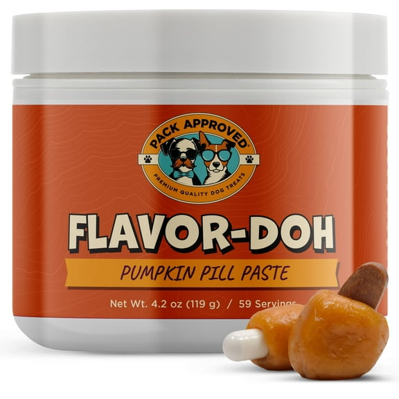 Pack Approved Flavor-Doh - Flavored Pill Wrap for Dogs to Hide Capsules and Create Pill Treats for Dogs - Easy-to-Use Treat Paste for Pet Medication - Pumpkin (4.2oz)