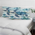 thumbnail image 4 of Teal Blue Turtle Coastal Queen Size Pillow Cover,Pillowcase Protectors with Zipper,Breathable Decorative Throw Pillow Case Cover,Vintage Stripe Botanical Beach Pillow Shams for Couch Sofa 20x30Inch, 4 of 8