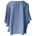 thumbnail image 4 of biudgviw Womens Tops Cowl Neck Chiffon 3/4 Sleeve Casual Shirts Loose Fit Solid Color Trendy Fall Tunic Blouses, 4 of 6