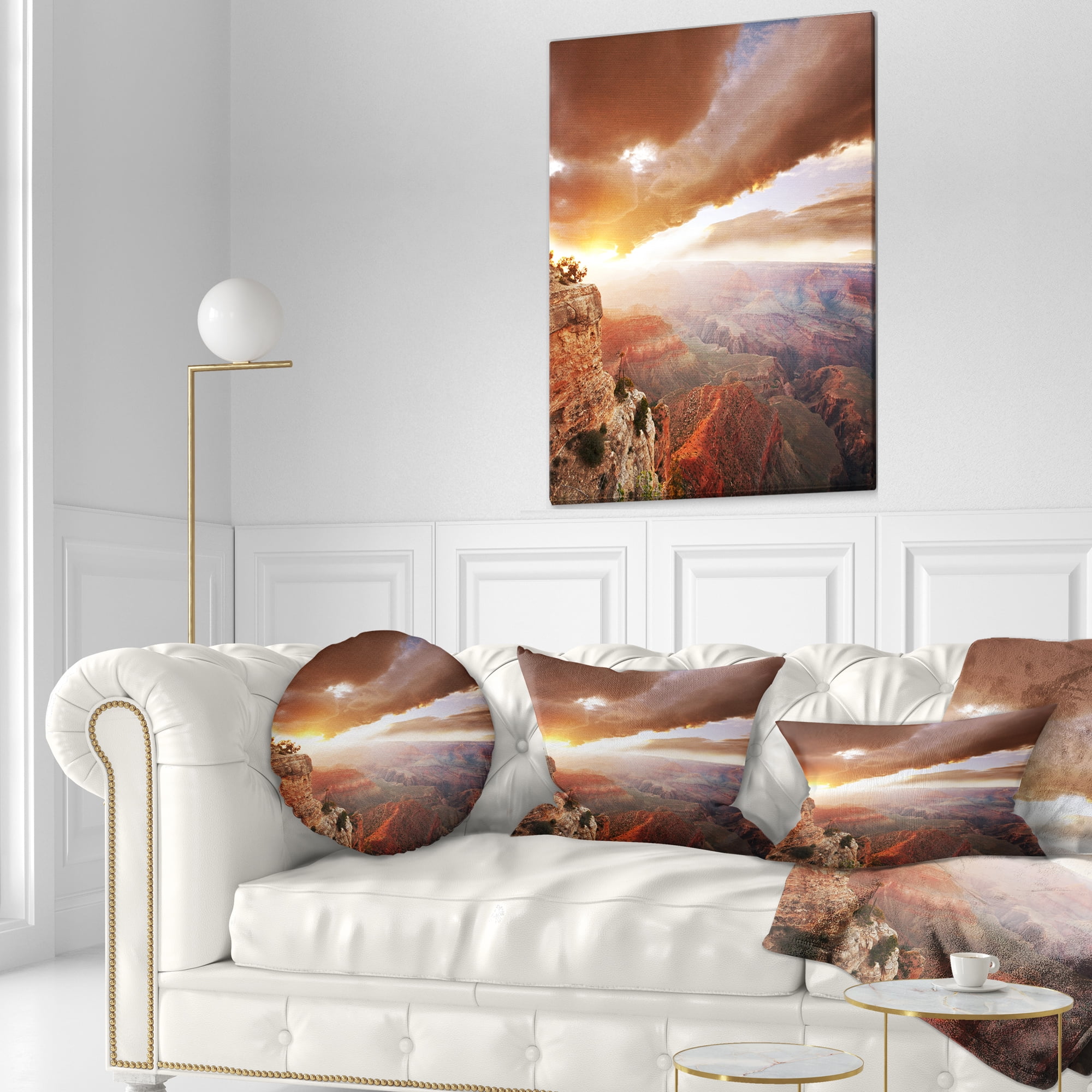 Designart Grand Canyon under Thunderstorm Sky - Landscape Printed Throw Pillow - 12x20
