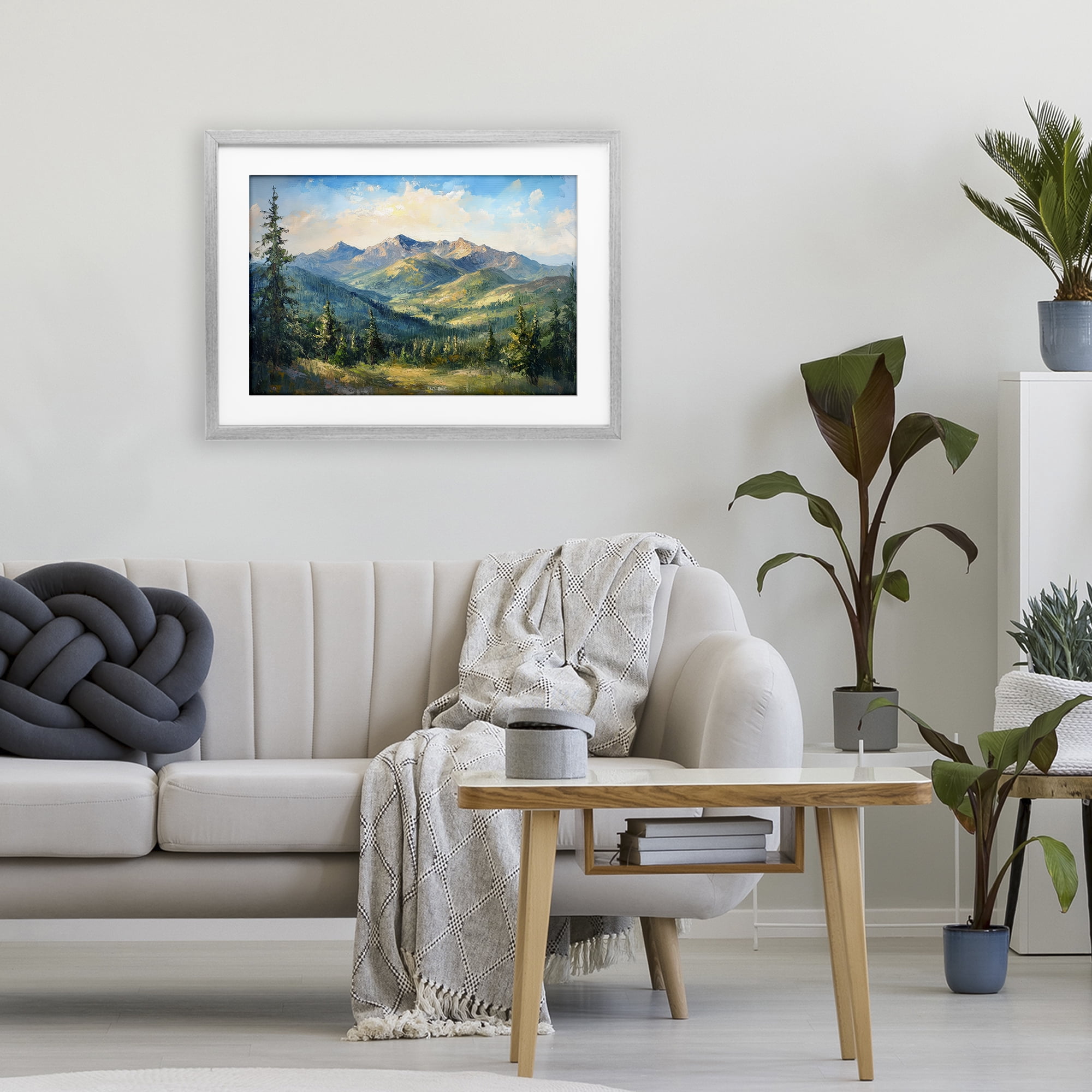 Stupell Industries Valley In The Mountains Gray Framed Print Under Glass, design by Petal Prints Design