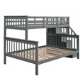 thumbnail image 4 of Twin over Full Bunk Bed, SYNGAR Solid Wood Bunk Bed Frame W/ Ladder, Safety Guardrail & Storage, Bedroom Convertible Bottom Bunk Bed Furniture for Kids Teens Adults, No Box Spring Needed, Gray, D2029, 4 of 10