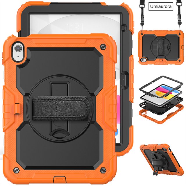 For IPad 10.2 7th 8th 9th 10th Gen Tablet Case Kids Silicone PC Armor Stand Shockproof Cover (Orange,Case for iPad 10.2” 7th/8th/9th Gen)