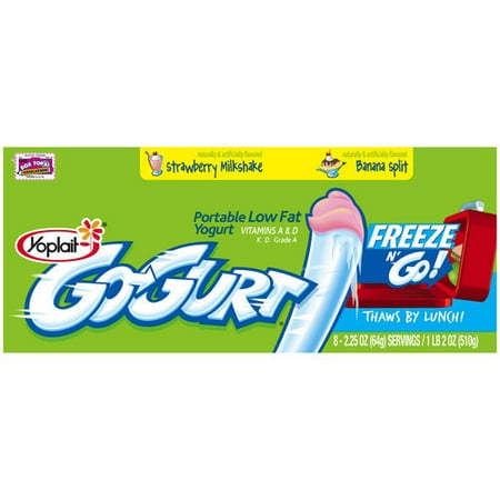 Yoplait Nickelodeon Spongebob Squarepants Brainbusters Banana Split & Strawberry Milkshake Go-Gurt Yogurt, 8ct