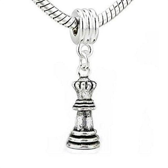 Sexy Sparkles 3D Queen Chess Charm Dangle Bead Spacer For Snake Chain Charm Bracelet - Zinc Metal Alloy, 1 Bead