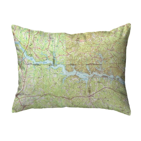 Betsy Drake Interiors Lake Gaston, VA and NC Nautical Map Small Noncorded Pillow 11x14