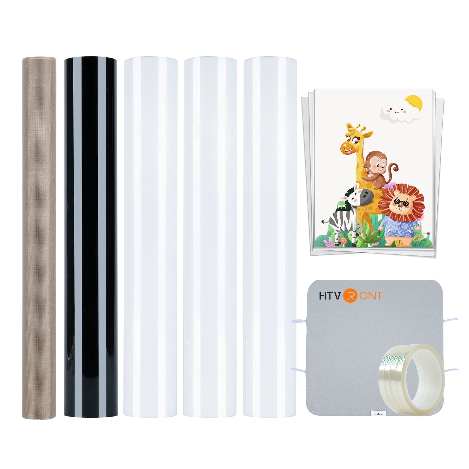 HTVRONT  Tool Kit for Automatic Heat Press Beginners  -210 PCS Includes HTV, Sublimation Paper, Sublimation HTV,15*15  Mat