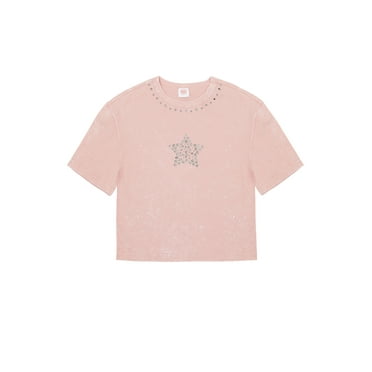 Wonder Nation Girls Short Sleeve Embellished Trend Tee, Sizes 4-18 & Plus