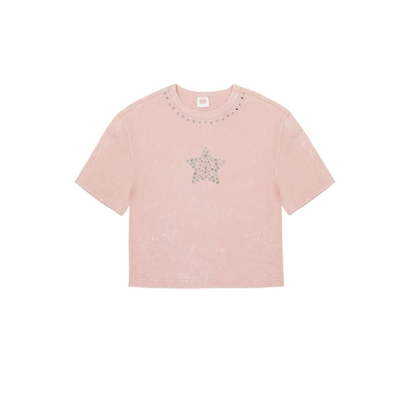 Wonder Nation Girls Short Sleeve Embellished Trend Tee, Sizes 4-18 & Plus