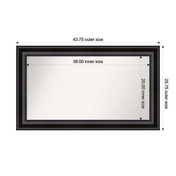 Amanti Art Custom Framed Wall and Bathroom Mirror (25.75 x 43.75 in.), Grand Black Frame