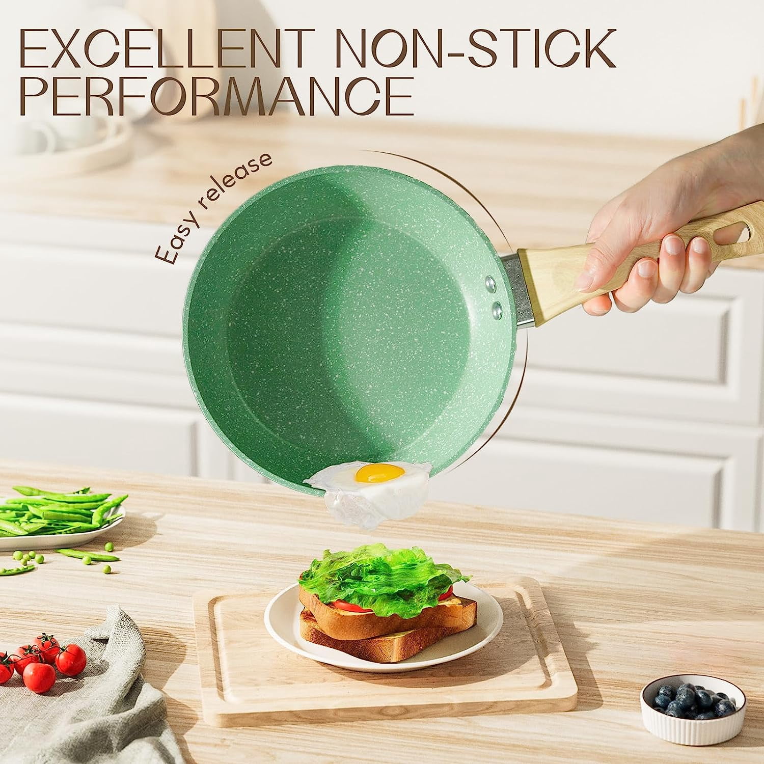 Nonstick Frying Pan Skillet, 8 Inch Non Stick Egg Pan Omelet Frying Pans 100% PFOA-Free, Non-Toxic Healthy Cooking Pan, Induction Compatible