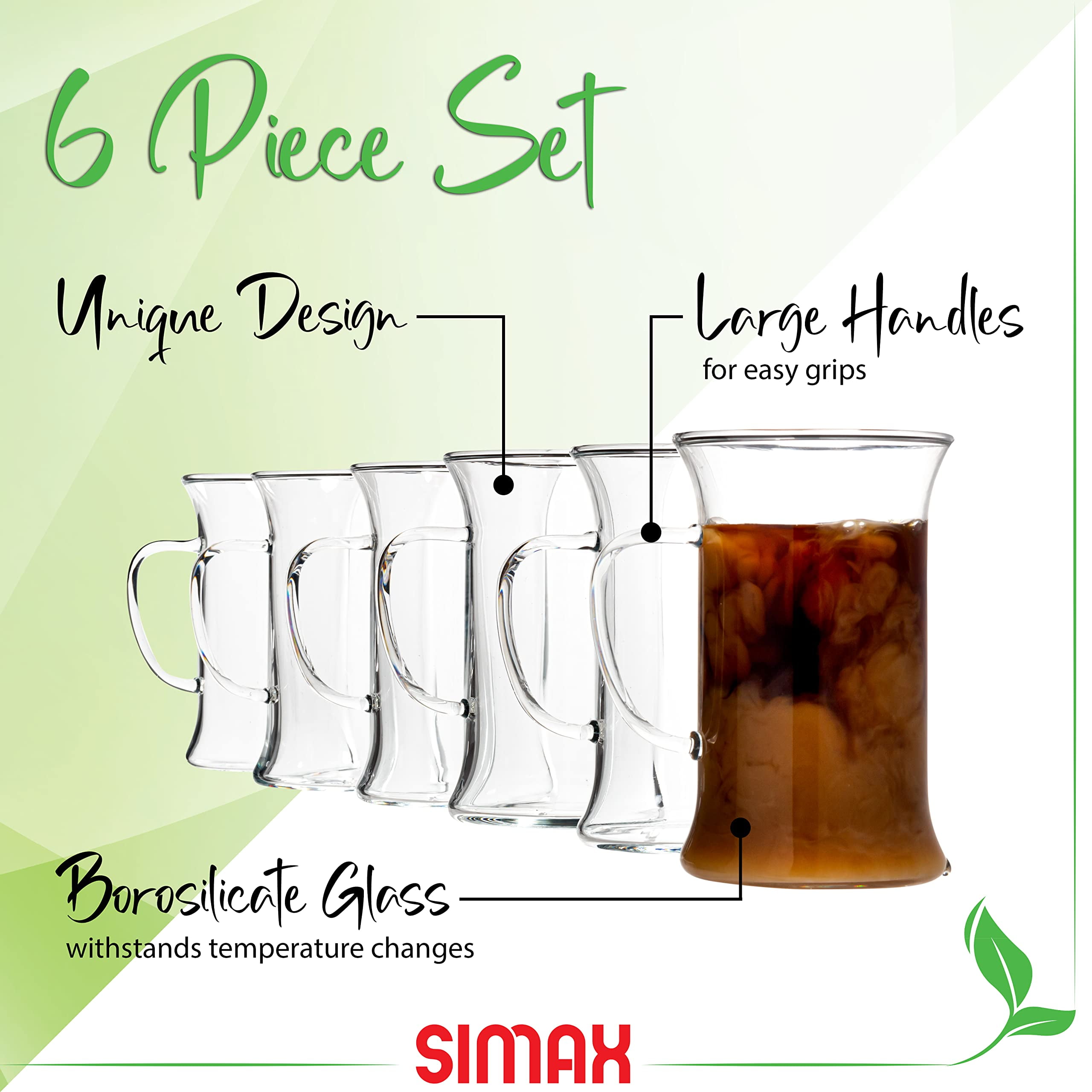 Simax glass coffee Mugs, 135 Oz Borosilicate glass Mugs for Hot