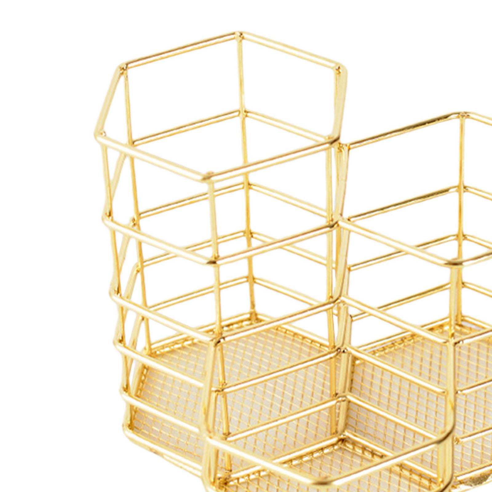 Stainless Steel Desk Organizer Supplies Accessories Compartments Container Brush