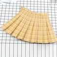 thumbnail image 4 of Rewenti Skirt for Women Plaid Pleated A-Line Skirt Anti-Burnout High Waist Short Skirt Yellow 2(XS), 4 of 6