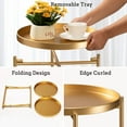 thumbnail image 4 of 2 Tier Gold Side Table, Folding Round Metal End Table Small Nightstand with Two Removable Tray for Bedroom Living Room Small Spaces Bedside Gold, 4 of 10