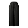 thumbnail image 5 of Women Wide Leg Pants Casual Solid color ElasticWaist Pants With Pockets Loose Pants Trousers, 5 of 5