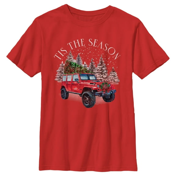 Boy's Lost Gods Tis the Season Automobile  Graphic Tee Red Small