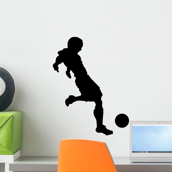 Soccer Silhouette Wall Decal by Wallmonkeys Peel and Stick Graphic (18 in H x 14 in W) WM166305