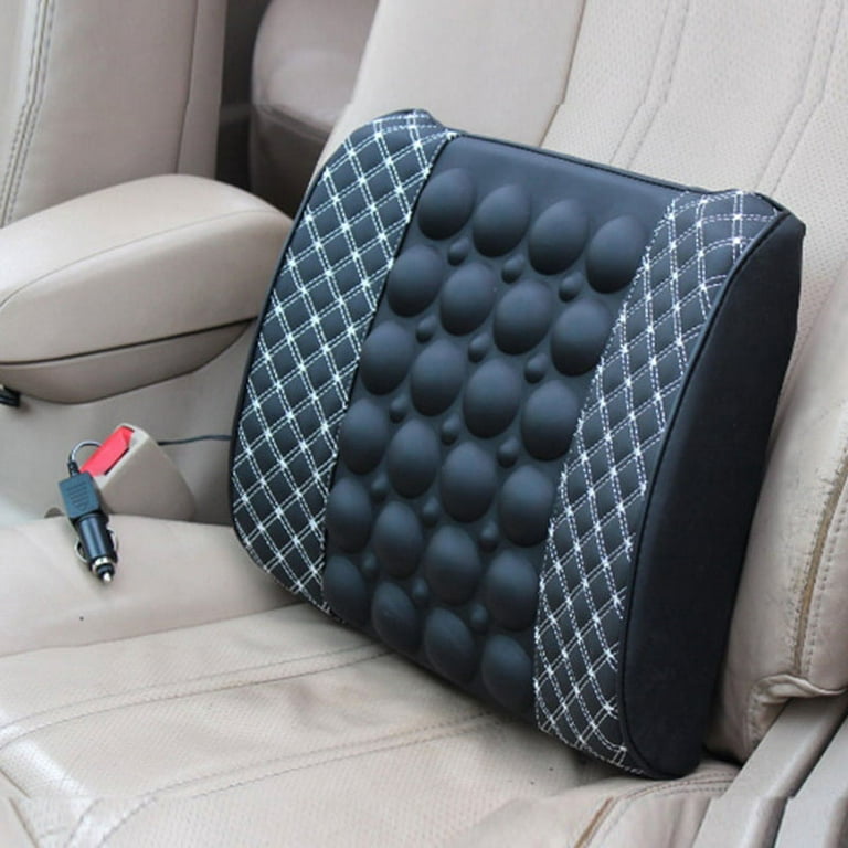 Car Electric Health Massage Cushion Red Wine Electric Lumbar - White Line 12V Car Back and Neck Massager Support Cushion Electric Car Massage Pillow