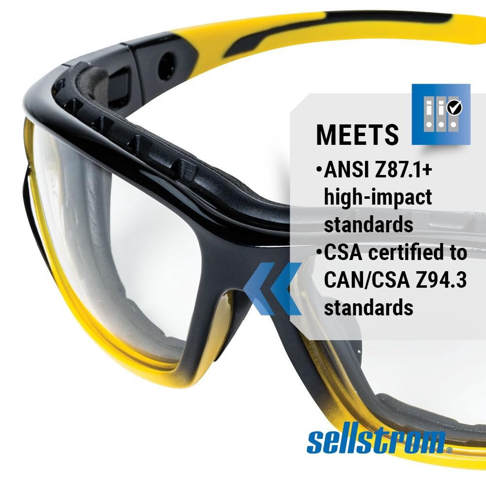 Sellstrom S70002 XPS530 Safety Glasses-Indoor/Outdoor Hard Coat Yellow and Black Standard