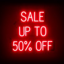 SpellBrite SALE UP TO 50% OFF LED Sign for Business. 26.3" x 23.8" Red SALE UP TO 50% OFF Sign Has Neon Sign Look With Energy Efficient LED Light Source. Visible from 500+ Feet, 8 Animation Settings.