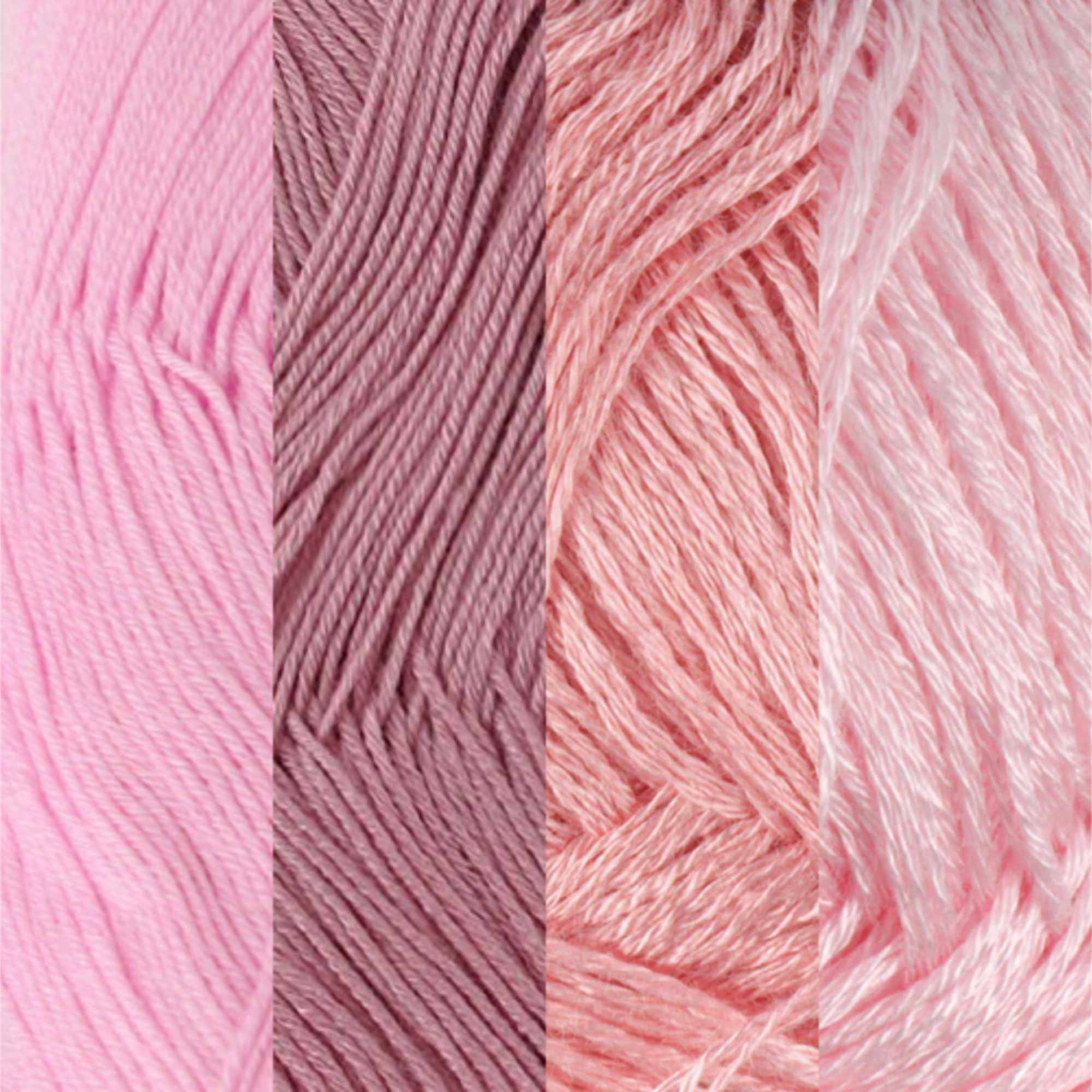 JubileeYarn Bamboo Dynasty - Baby Weight Bamboo - 50g/Skein - Shades of Pink - 4 Skeins