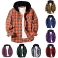 thumbnail image 1 of 2 Pack 4X-5X Plus Size Long Sleeve Shirts for Men Big & Tall Button-Down Shackets Shirt with Pocket and Hoodie Long Sleeve Plaid Printed Work Hoodies Tops, 1 of 8