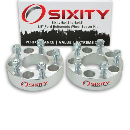 Sixity Auto 2 pc 1.5" 5x4.5 Wheel Spacers compatible with Ford Crown Victoria Edge 1/2-20tpi 1.25in Studs Lugs