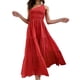 thumbnail image 4 of Vestido largo de mujer Qarigey estético Sin mangas plisado un hombro Rojo M, 4 of 6