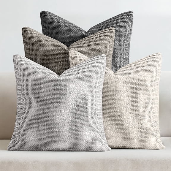 Sanmadrola Pillow Covers 18x18 Set of 4 Chenille Throw Pillow Cover with Elegant Design Soft and Luxurious Decorative Throw Pillows for Couch Bed and Home Decor