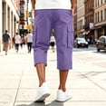 thumbnail image 6 of Resicozy Cargo Capri Pants for Men Casual Elastic Waist Work Shorts Relaxed Fit Hiking Tactical Capris with Multi Pockets Purple M, 6 of 8