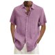 thumbnail image 1 of Designer Spring Summer Men's Casual Cotton Linen Solid Color Short Sleeve Shirts Loose Shirts L, 1 of 4