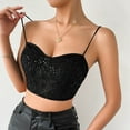 thumbnail image 4 of Lencería Para Mujer Sujetadores Moda Sin Mangas Color Sólido Suspender Lentejuelas Slim Top Blusa Odeerbi ODB143734, 4 of 9