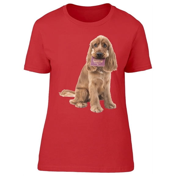 Spaniel Dog With His Passport T-Shirt Women -Image by Shutterstock, Female Large