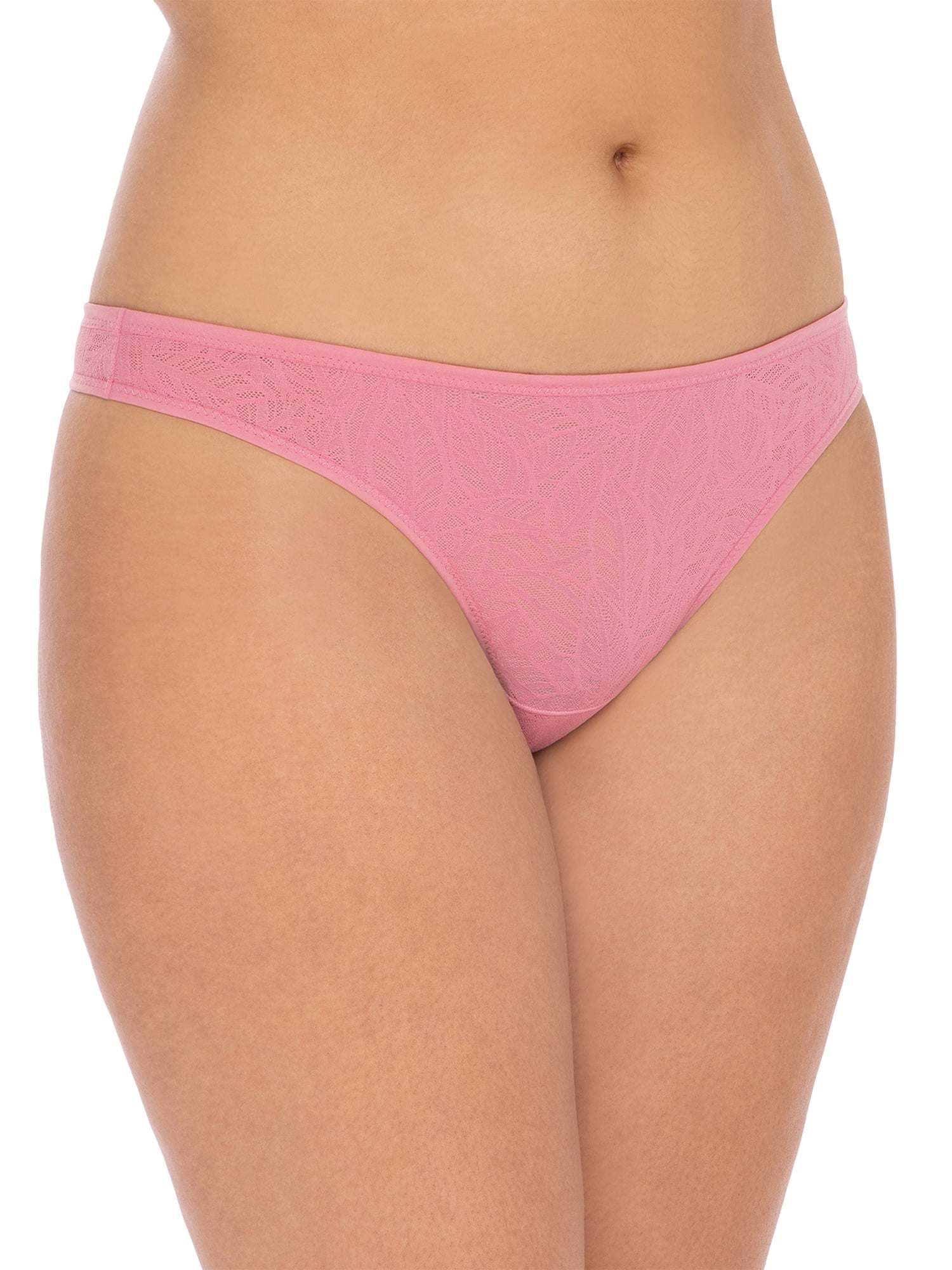 Secret Treasures Lace Leaf Silhouette Nylon Spandex Thong Panty (Women's) 4 Pack