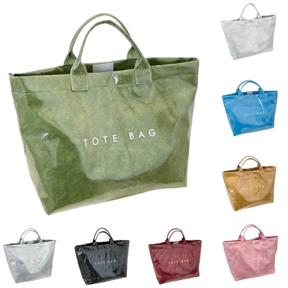 Soft Glossy PVC Tote Bag for Women, White, Lightweight Large Handbag for Daily Shopping Commute