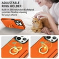 thumbnail image 3 of For iPhone 16 Pro Wallet Case with Card Holder, 360°Rotation Ring Holder Kickstand, Premium PU Leather RFID Blocking Card Pocket Protective Cover For iPhone 16 Pro, Orange, 3 of 11