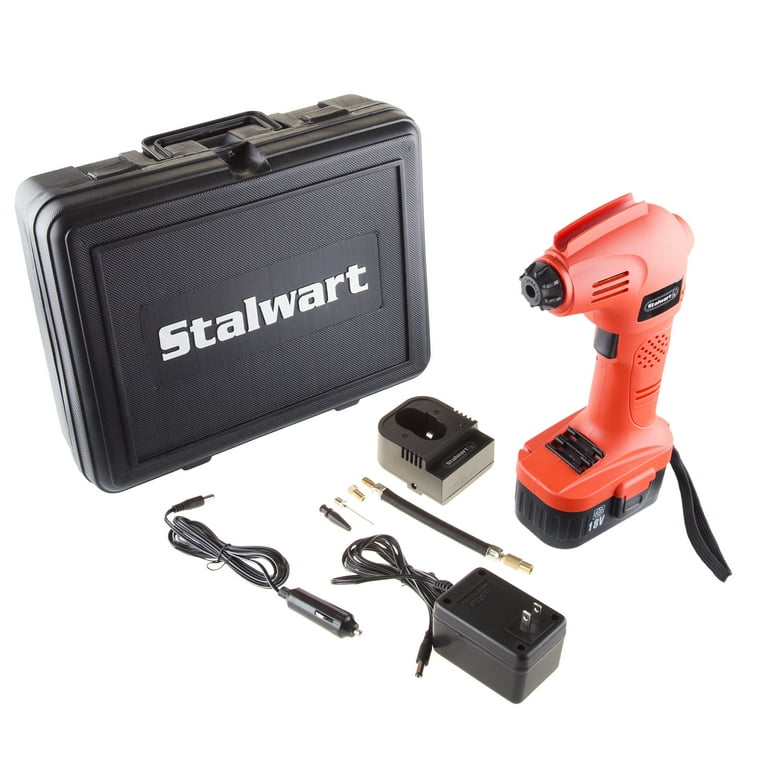 Cordless Air Compressor Portable Tire Inflator Rechargeable Handheld Emergency PSI/BAR Pump With Needles and Hose for Car Truck RV by Stalwart (18V) Cordless Air Compressor Portable Tire Inflator Rechargeable Handheld Emergency PSI/BAR Pump With Needles and Hose for Car Truck RV by Stalwart (18V)