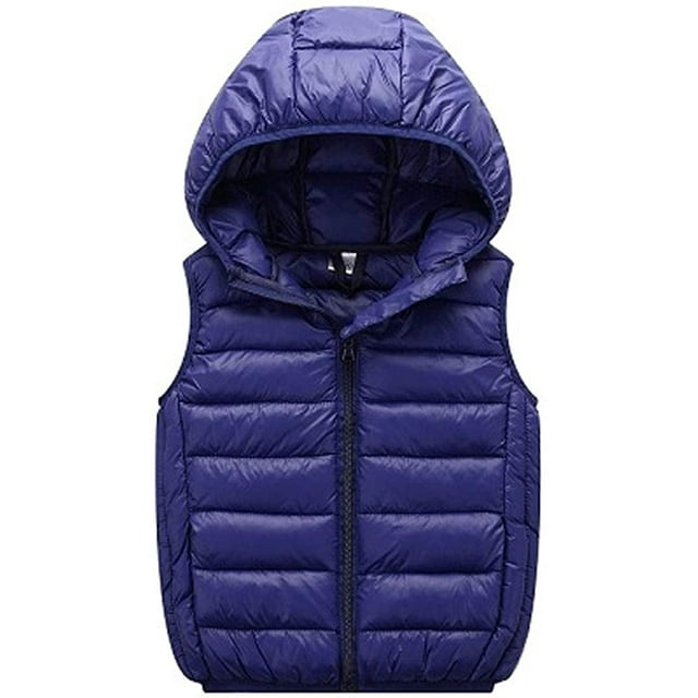 LANBAOSI Gilet d'Hiver Léger à Capuche pour Garçons et Filles 8-9