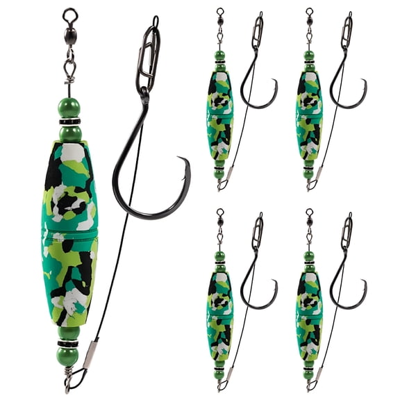 BESTSKY 5Pcs Catfish Float Rig Kit with Sharp Hook Crane Swivel Coated Line Sea River Lake Freshwater Saltwater Fishing Float Rig Outdoor Fishing Accessories