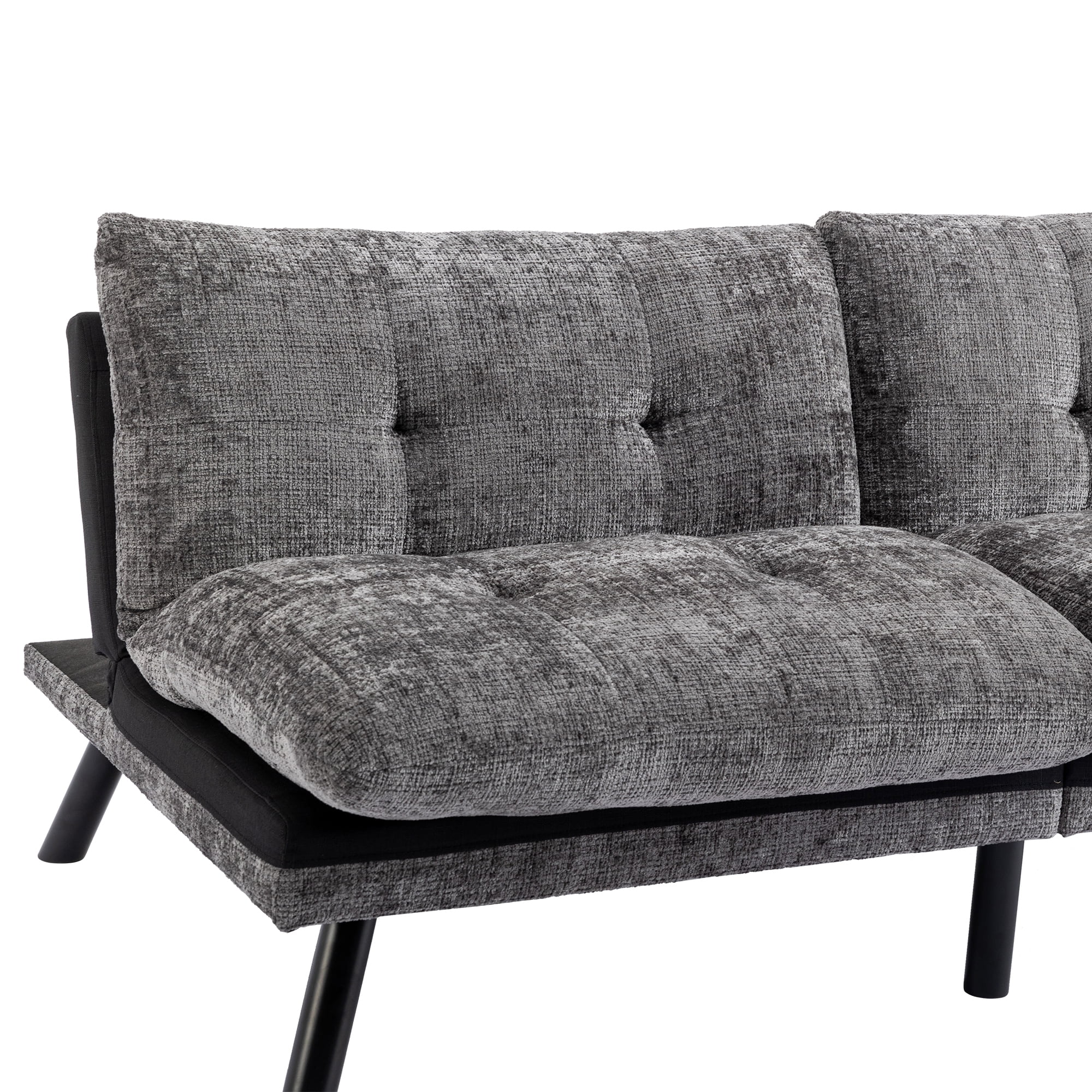 Kadyn Convertible Sofa Bed, Loveseat Futon Bed with Metal Legs, Adjustable Lounge Couch for Compact Living Space Chenille, Grey Kadyn Convertible Sofa Bed, Loveseat Futon Bed with Metal Legs, Adjustable Lounge Couch for Compact Living Space Chenille, Grey