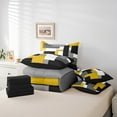 thumbnail image 6 of Manfei Modern Abstract Bedding Comforter Set 7 Pieces, Minimalism Plaid Full Bedding Set, Black Gray White Yellow Fitted Sheet Flat Sheet, Microfiber Bedroom Decor, 6 of 8