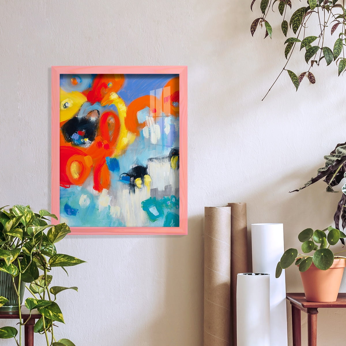 In the Loop V -Framed Print w/glass-Sunset Pink