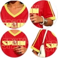thumbnail image 4 of Y2K Aesthetic Soccer Jersey Tee for Women V-Neck Short Sleeve, Retro Football Fan Streetwear, Trendy Sporty Shirt for Game Day Party Casual Summer Outfit (Red, L), 4 of 6