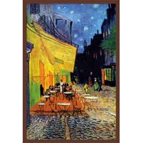 Cafe Terrace at Night by Vincent van Gogh Wall Poster, 22.375" x 34", Framed