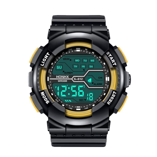 Reloj deportivo para hombre, relojes de moda para hombre, reloj de pulsera deportivo de goma con cronómetro digital LCD y fecha, reloj de PU