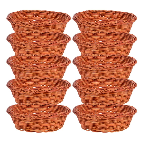 OUNONA Set of 10 Stackable Oval Rattan Bread Baskets - Woven Kitchen Organizer for Storage